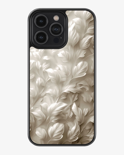 Premium White Leaf Texture Case Cover Glass Case
