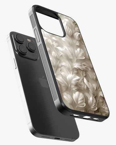 Premium White Leaf Texture Case Cover Glass Case