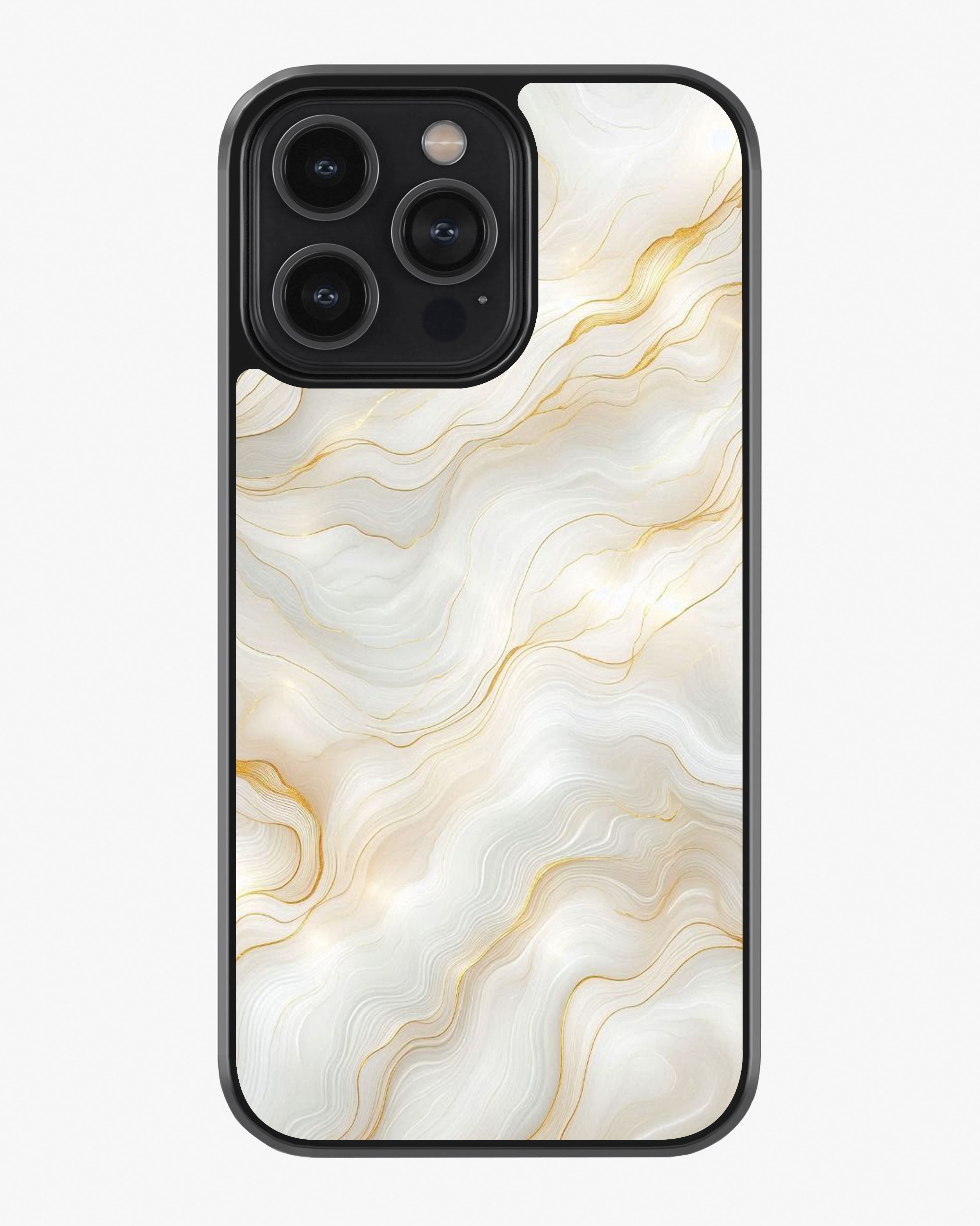 Luxury White Marble Gold Line Case Cover Glass Case