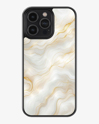 Luxury White Marble Gold Line Case Cover Glass Case