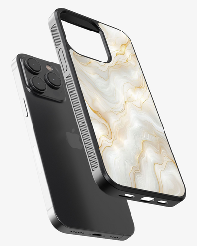 Luxury White Marble Gold Line Case Cover Glass Case