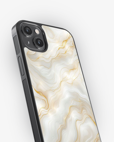Luxury White Marble Gold Line Case Cover Glass Case