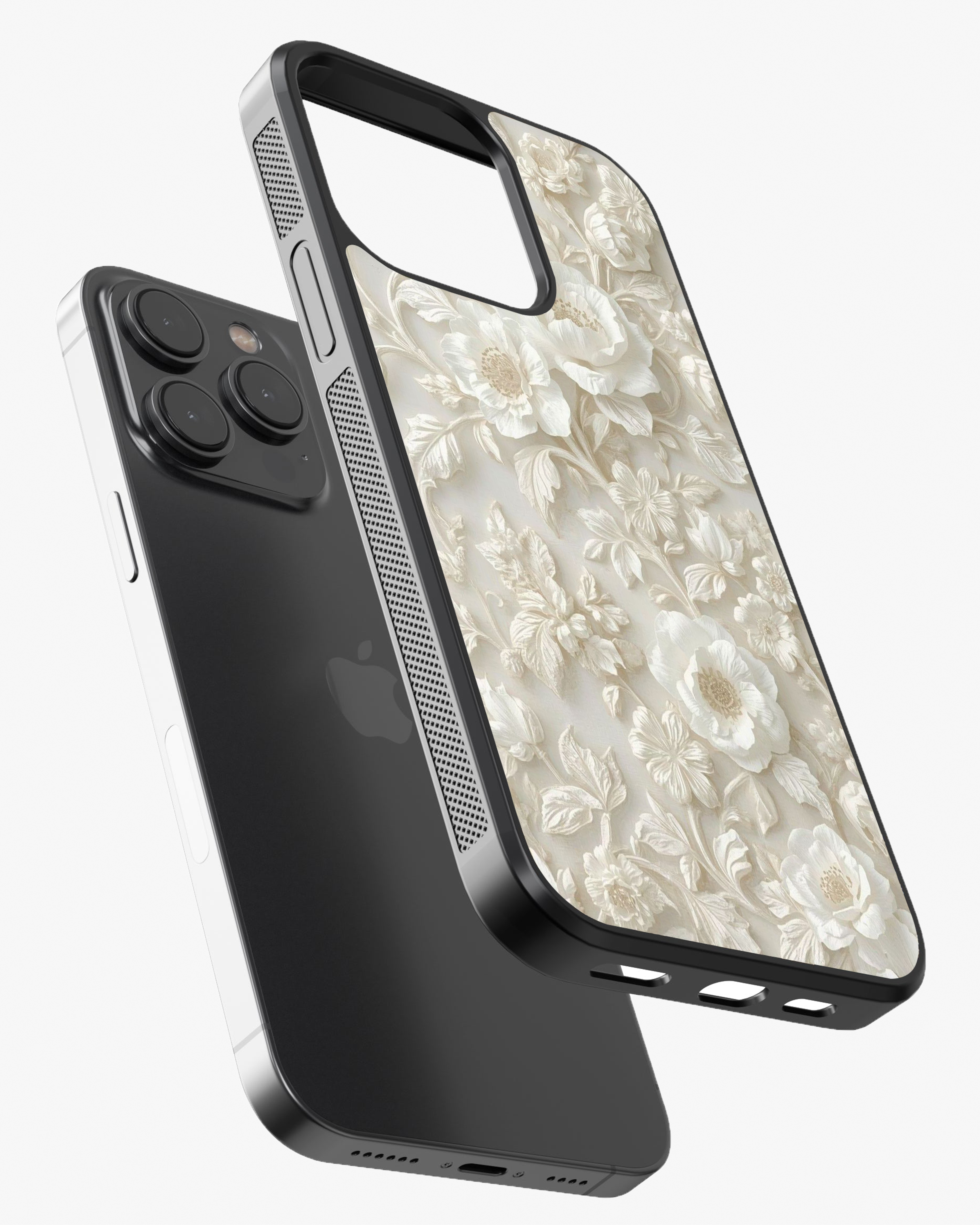 Luxury Ivory Rose 3D Case Cover Glass Case