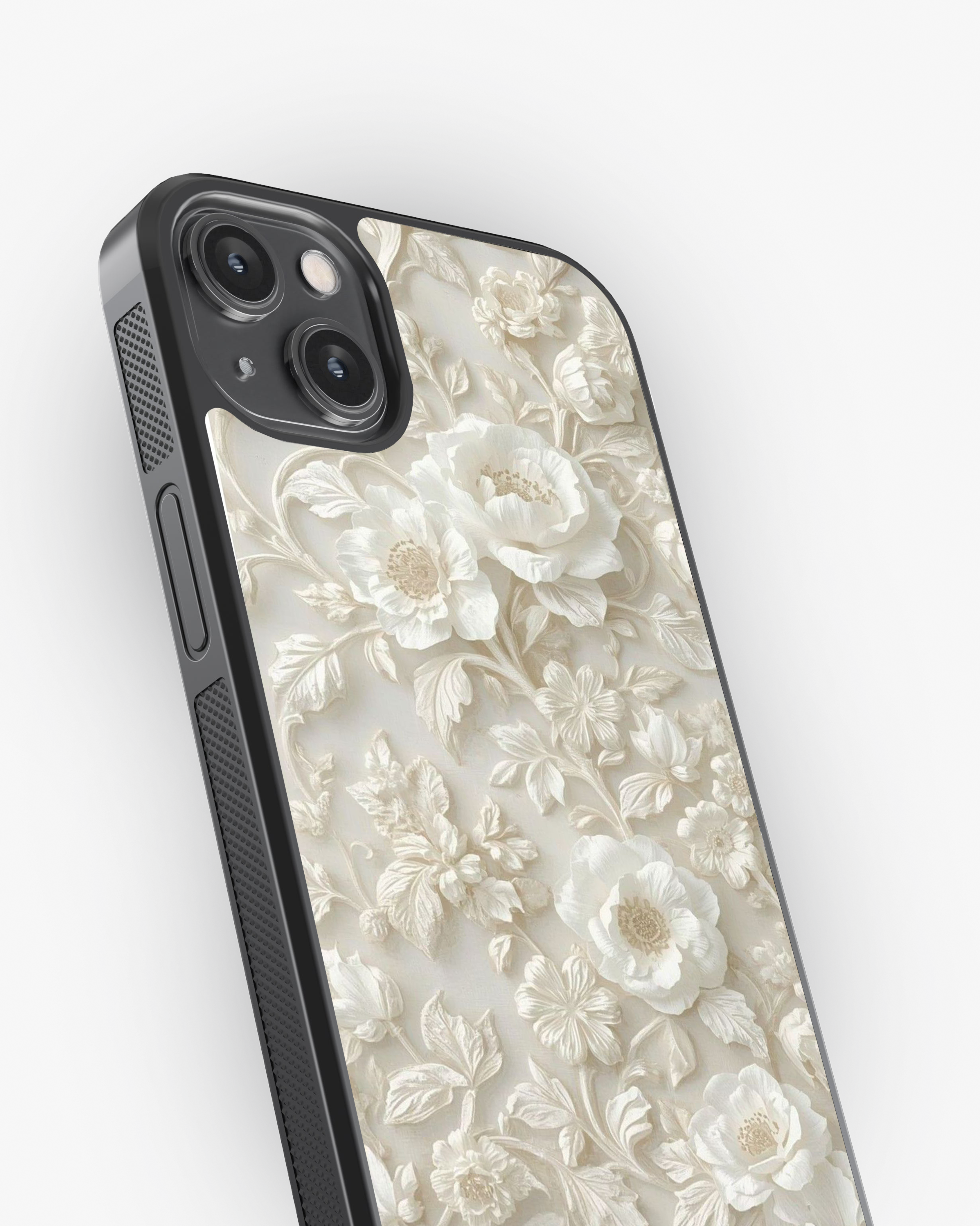 Luxury Ivory Rose 3D Case Cover Glass Case