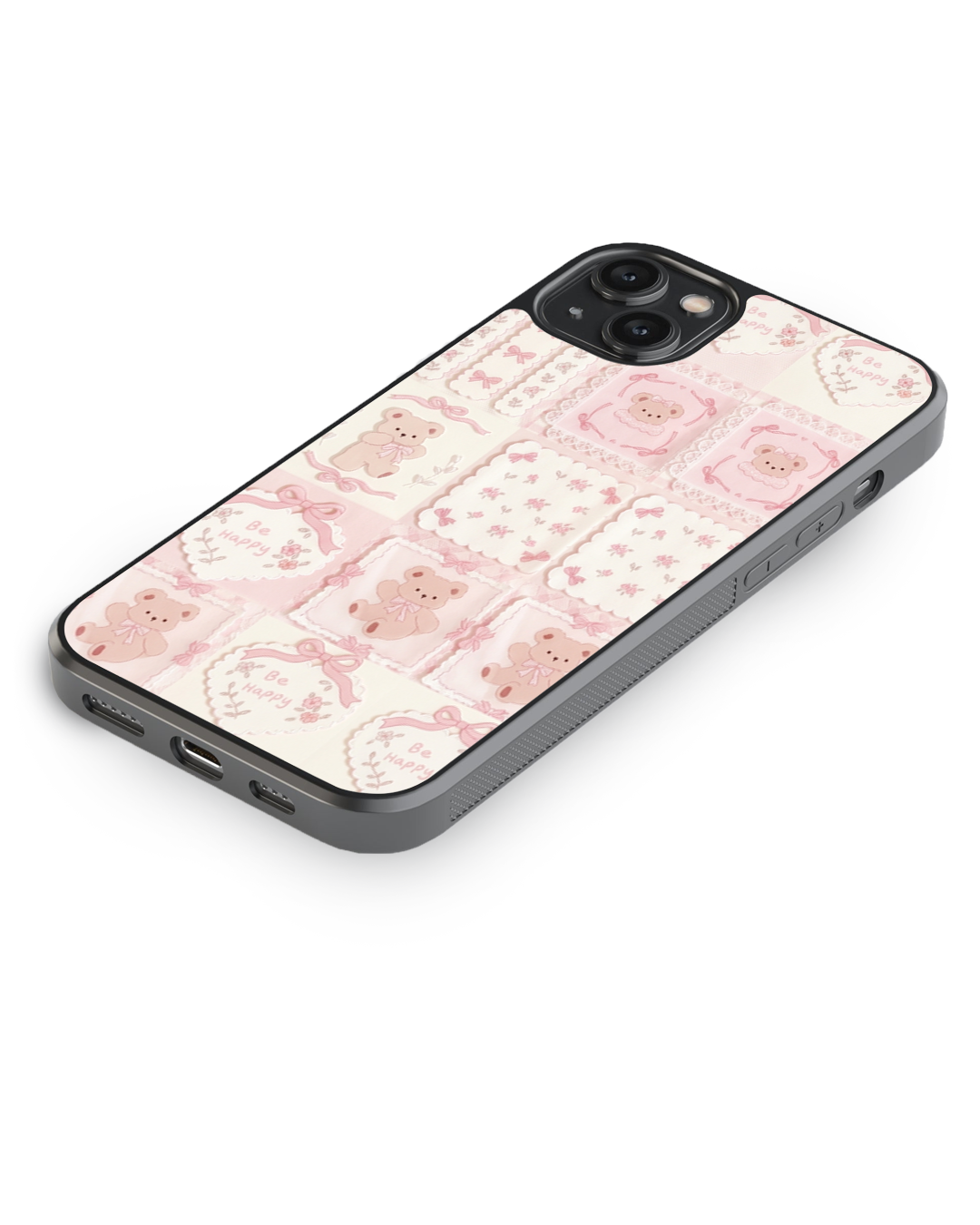 Cute Teddy Aesthetic Glass Case