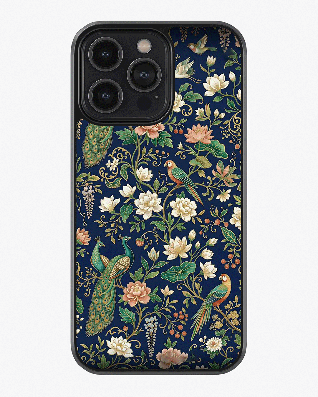 Royal Peacock Floral Premium Cover Glass Case