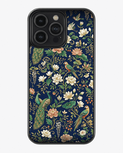 Royal Peacock Floral Premium Cover Glass Case
