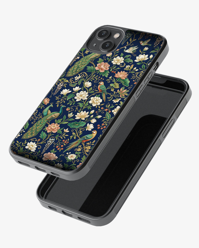 Royal Peacock Floral Premium Cover Glass Case