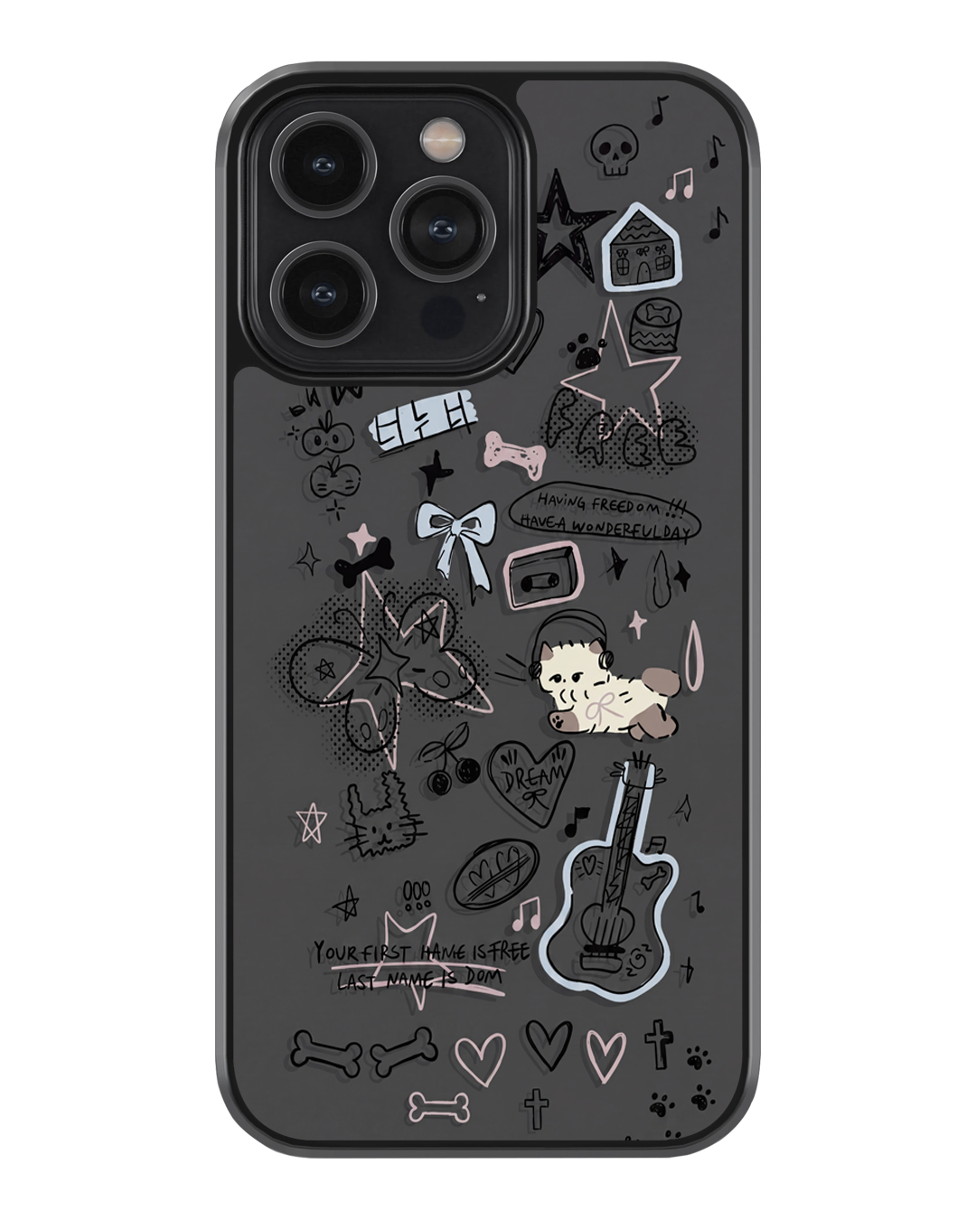 Dark Doodle Vibes – Style That Speaks You Glass Case