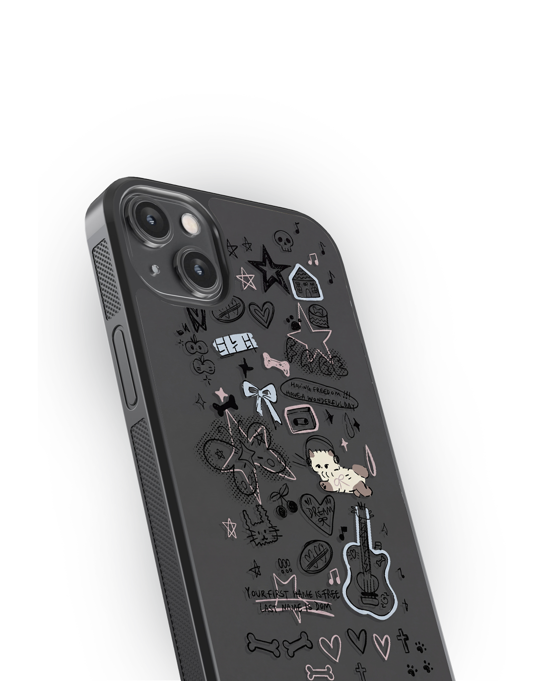 Dark Doodle Vibes – Style That Speaks You Glass Case