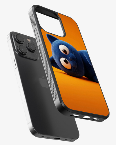 Cute Blue Cat Vibe – Orange Pop Aesthetic Cover Glass Case