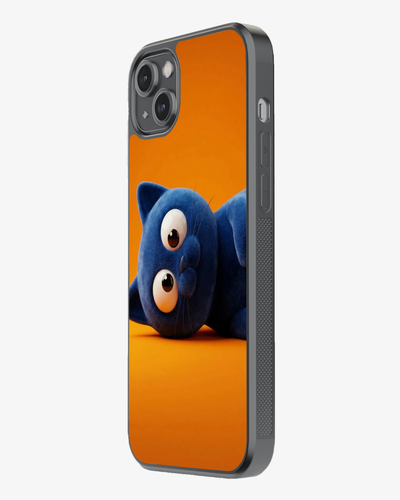 Cute Blue Cat Vibe – Orange Pop Aesthetic Cover Glass Case