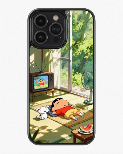 Shinchan Summer Chill Aesthetic Cover Glass Case