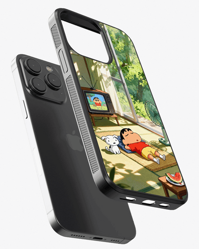 Shinchan Summer Chill Aesthetic Cover Glass Case