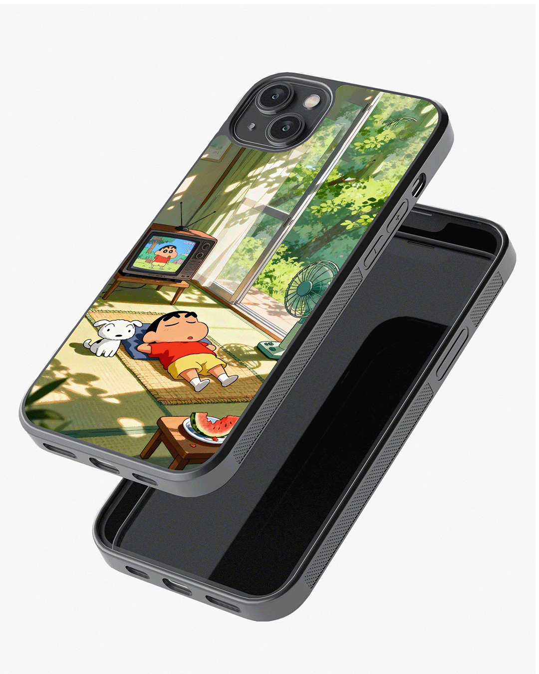 Shinchan Summer Chill Aesthetic Cover Glass Case