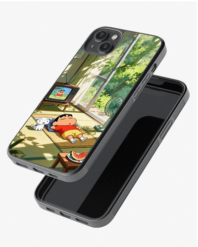 Shinchan Summer Chill Aesthetic Cover Glass Case