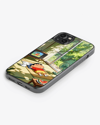Shinchan Summer Chill Aesthetic Cover Glass Case