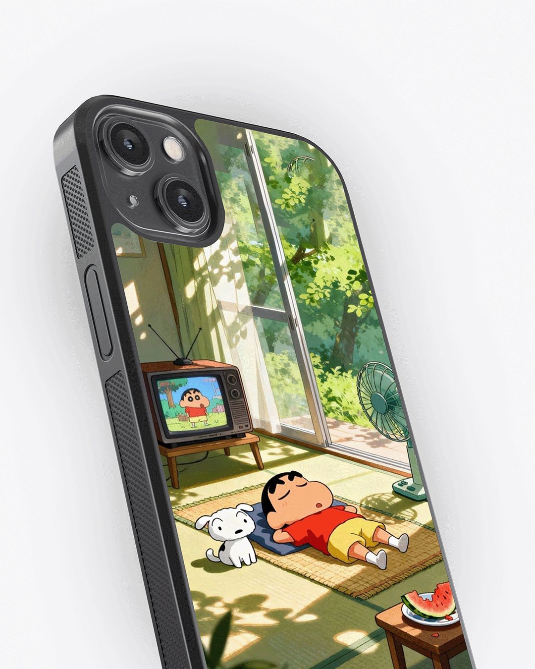 Shinchan Summer Chill Aesthetic Cover Glass Case