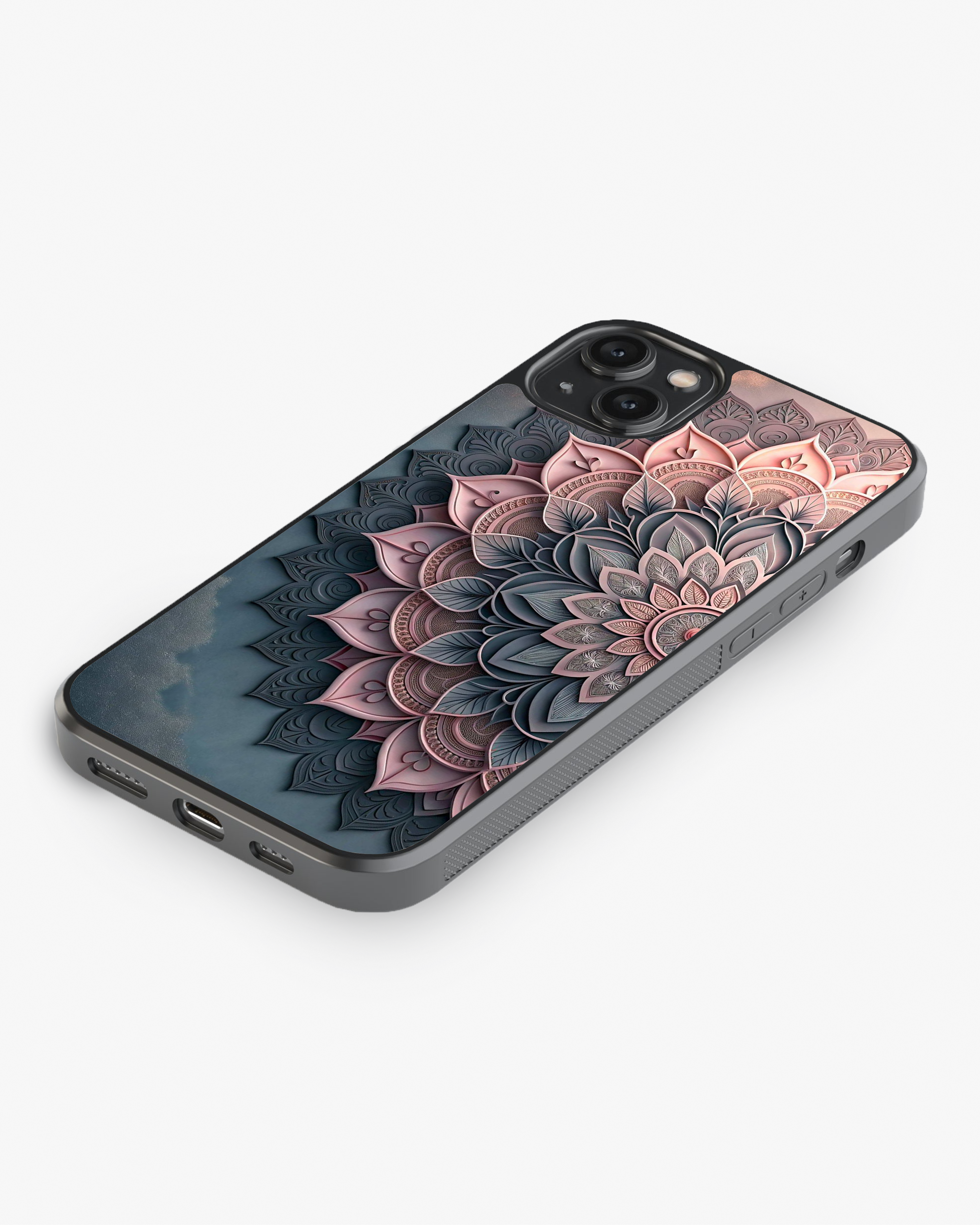 Blush Pink & Teal Mandala Case Cover Glass Case