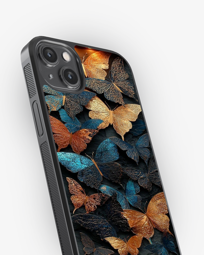 Blue Gold Butterfly Aesthetic Cover Glass Case
