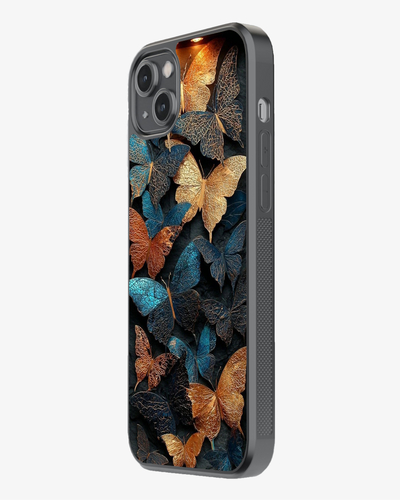 Blue Gold Butterfly Aesthetic Cover Glass Case