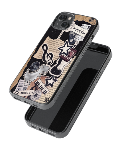 Retro Music Collage Glass Case