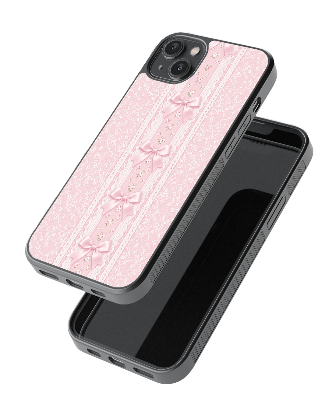 Pink Lace Ribbon Glass Case