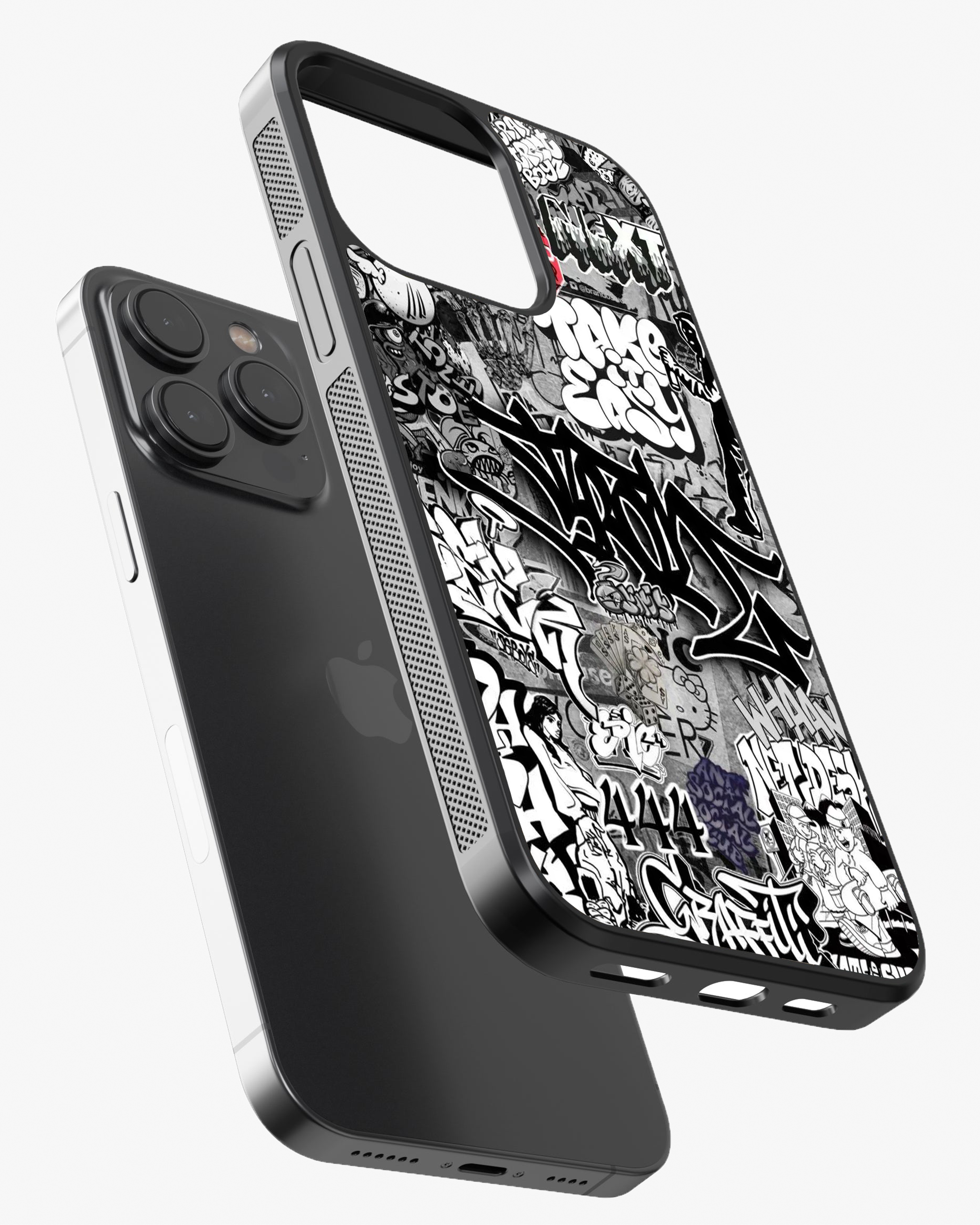 Urban Chaos – Black & White Graffiti Case Cover Glass Case