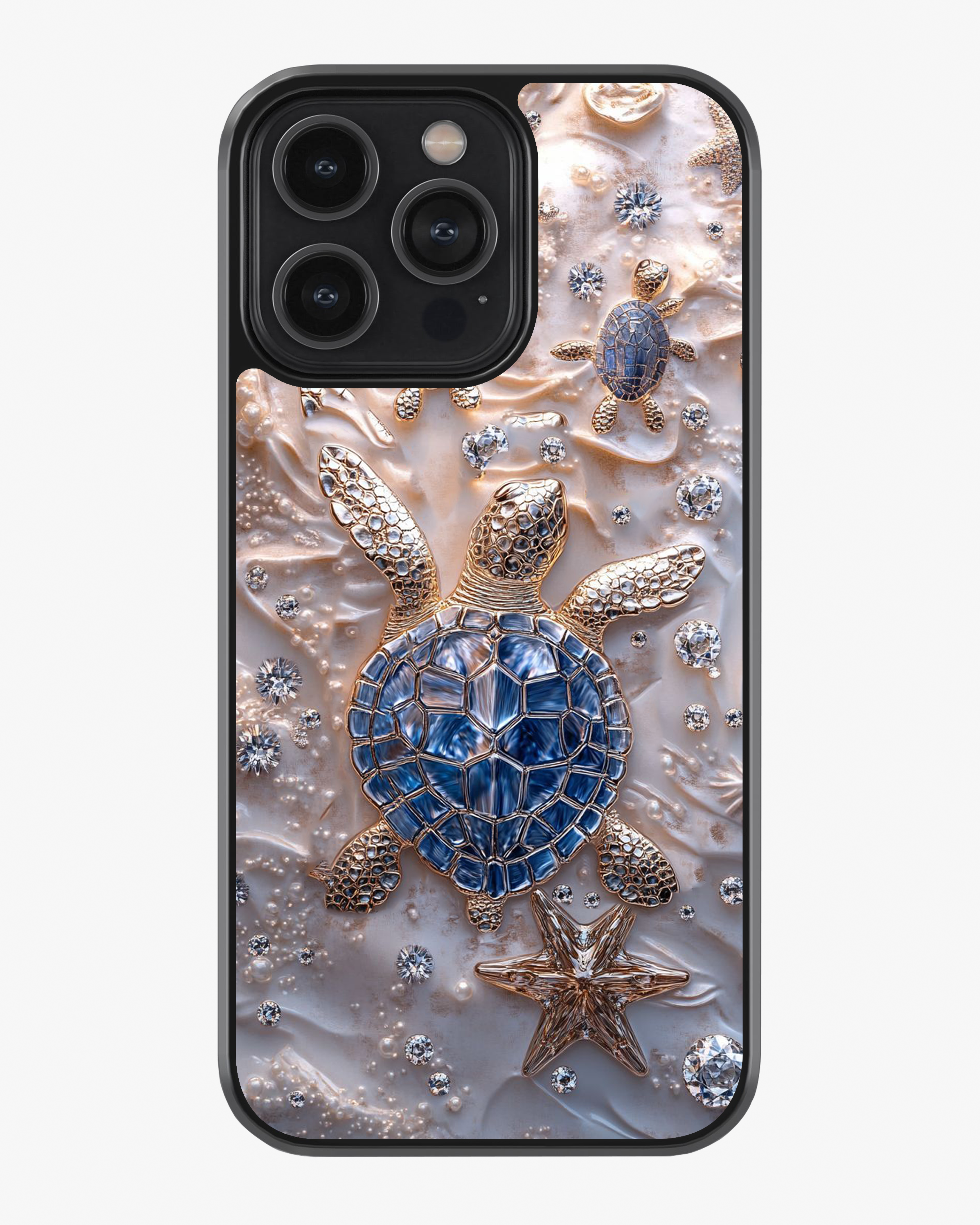 Luxury Golden Sea Turtle Case Cover Glass Case
