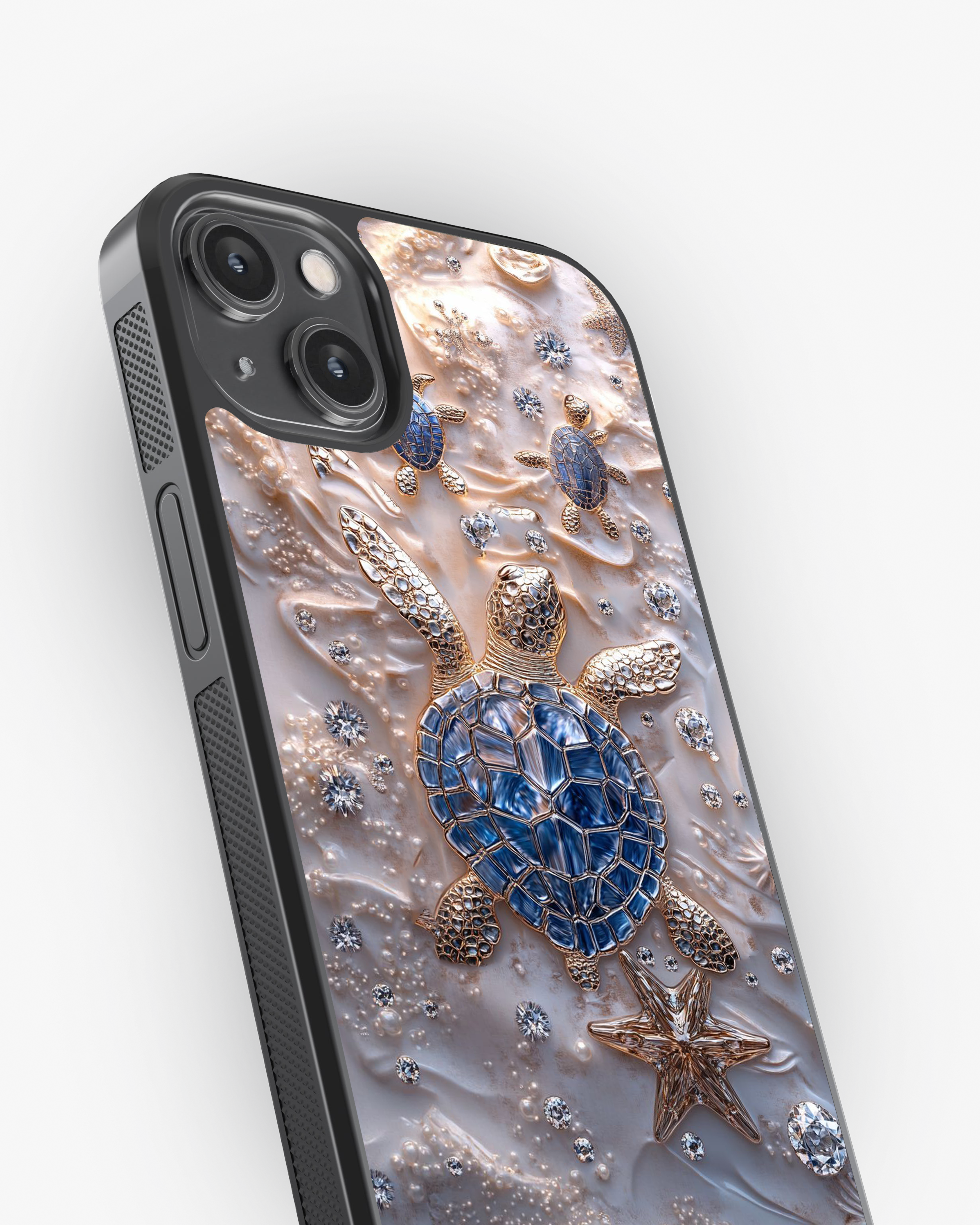 Luxury Golden Sea Turtle Case Cover Glass Case